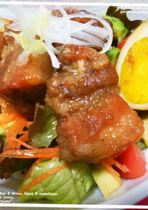 豚三枚肉の角煮十穀米添えカフェ風どんぶり-レシピのメイン写真