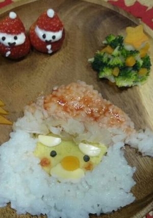 クリスマス☆離乳食後期サンタさんプレート-レシピのメイン写真