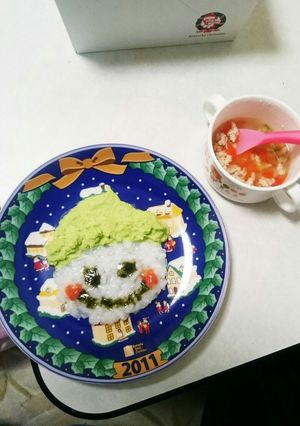 クリスマス離乳食☆スノーマンがゆとスープ-レシピのメイン写真