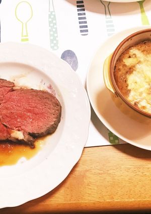 土鍋で簡単ローストビーフ＆オニグラスープ-レシピのメイン写真