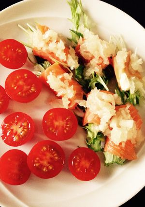 サーモン 水菜 クリームチーズのサラダ-レシピのメイン写真