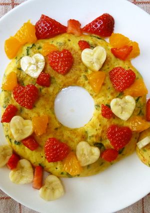 離乳食後期リースの可愛いお野菜パンケーキ-レシピのメイン写真