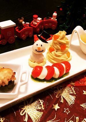 スノーマン&クリスマスツリーの前菜盛合せ-レシピのメイン写真
