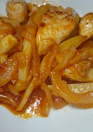 ５分で１品　むね肉と野菜のケチャップ炒め-レシピのメイン写真