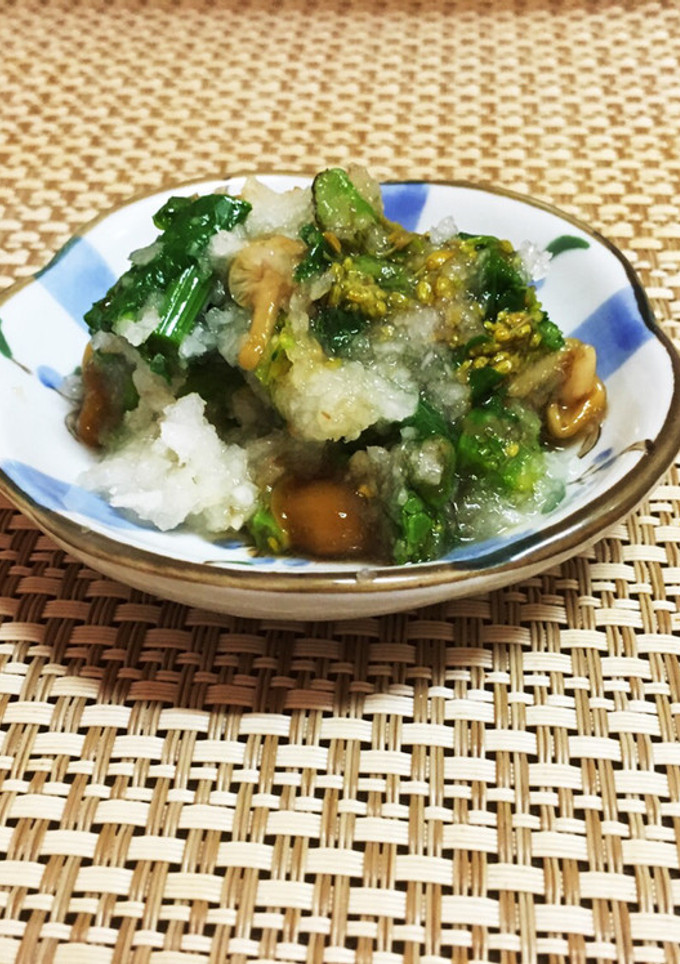 春を先取り!菜の花となめこのみぞれ和え-レシピのメイン写真