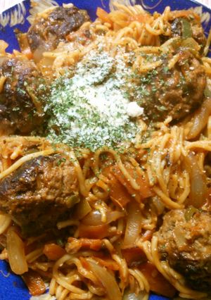 ランチに簡単♪ ミートボールスパゲティ！-レシピのメイン写真