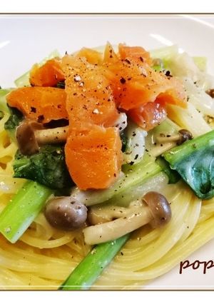小松菜の豆乳クリームスパ-レシピのメイン写真