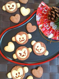 お正月・お年賀に☆簡単お猿さんクッキー。-レシピのメイン写真