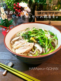 年越しに☆シャキッとセリの鶏蕎麦。-レシピのメイン写真