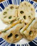 れんこんの納豆と大葉はさみ揚げ