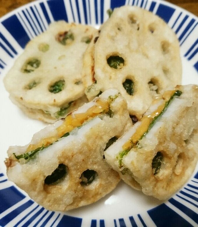 れんこんの納豆と大葉はさみ揚げ-レシピのメイン写真