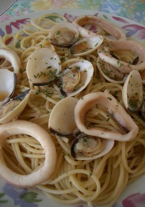 あさりとイカのスパゲティースープ煮-レシピのメイン写真