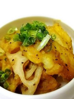 れんこんとじゃがいものカレー炒め-レシピのメイン写真