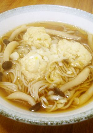 梅入り鶏ふわ団子で蕎麦-レシピのメイン写真