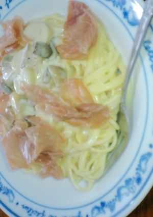 生ハムときのこのクリームパスタ-レシピのメイン写真