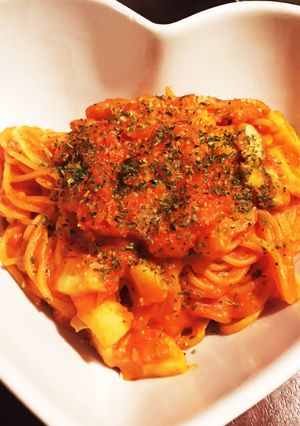 カフェ飯！海老イカのトマトクリームパスタ-レシピのメイン写真
