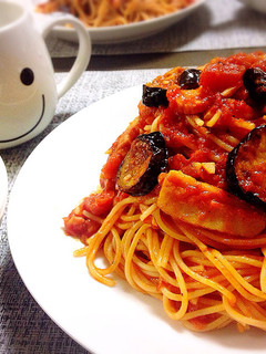 フライパンで簡単!ナスのトマトパスタ♪-レシピのメイン写真