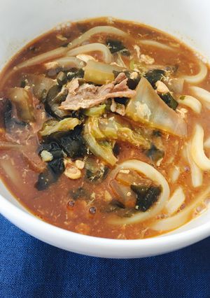 お味噌汁リメイク!旨辛うどん-レシピのメイン写真