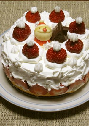あまおうのフレジェ風クリスマスケーキ-レシピのメイン写真