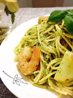 エビとジャガイモのジェノベーゼパスタ♪-レシピのメイン写真