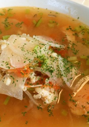 【低糖質な食事】鮭缶の雑穀トマトスープ-レシピのメイン写真