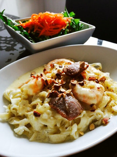 アーモンドと赤エビの自家製生パスタ-レシピのメイン写真