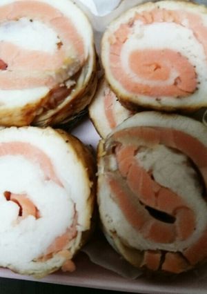 鶏ササミとスモークサーモンの紅白巻き-レシピのメイン写真