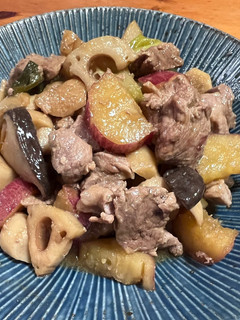 さつま芋・蓮根・エリンギ・豚肉の甘辛煮-レシピのメイン写真