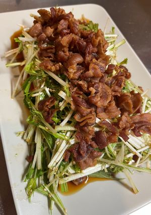 豚バラ肉のカリカリ豆腐サラダ♡-レシピのメイン写真