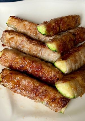 ズッキーニの豚バラ巻き甘辛焼き-レシピのメイン写真