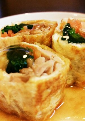 シーチキンと野菜の油揚げ巻　しょうがあん-レシピのメイン写真