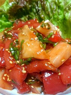 簡単おつまみ!お刺身ユッケ-レシピのメイン写真