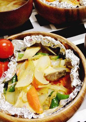 野菜と鮭の味噌バターホイル焼き-レシピのメイン写真