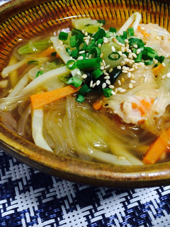 ふわふわ鶏団子のシャンタン中華スープ-レシピのメイン写真