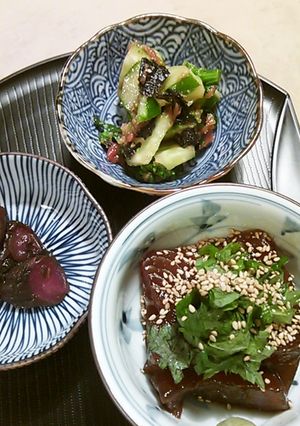 鮪漬けと梅キュウ海苔-レシピのメイン写真