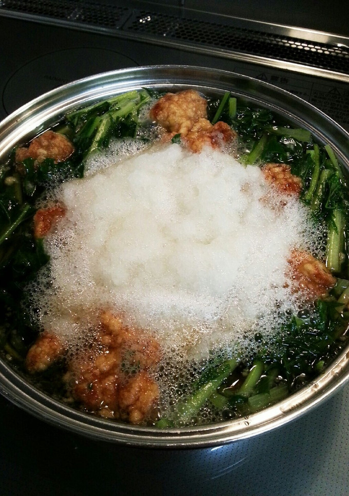 簡単！水菜と唐揚げのみぞれ煮-レシピのメイン写真