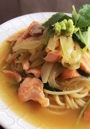 鮭と三つ葉のわさびパスタ-レシピのメイン写真