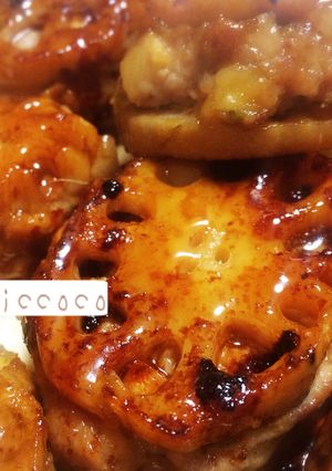 蓮根サンド 鳥挽肉 餠 チーズで甘辛-レシピのメイン写真