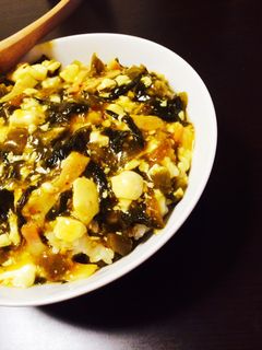 高菜漬で☻高菜と豆腐のあんかけ丼-レシピのメイン写真