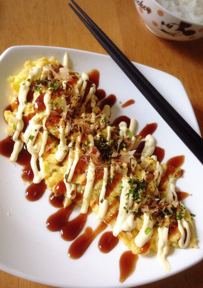 簡単★キャベツとネギのお好み焼き風卵焼き-レシピのメイン写真