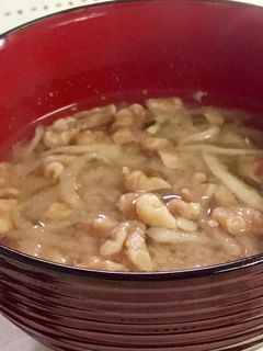 包丁まな板いらず切干大根とクルミの味噌汁-レシピのメイン写真