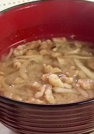 包丁まな板いらず切干大根とクルミの味噌汁-レシピのメイン写真
