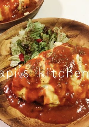 ミートソース缶de楽々ふわとろオムライス-レシピのメイン写真