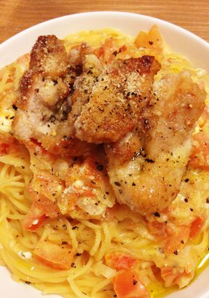 kiriチーズのトマトクリーム風パスタ。-レシピのメイン写真