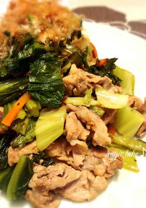 広島菜漬♪と豚肉の炒め物（野沢菜漬ok）-レシピのメイン写真