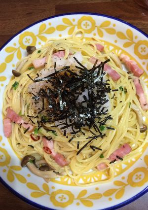 ベーコンきのこのさっぱりピリ辛和風パスタ-レシピのメイン写真