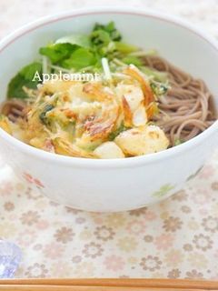 ゆり根と三つ葉のかき揚げ天そば-レシピのメイン写真
