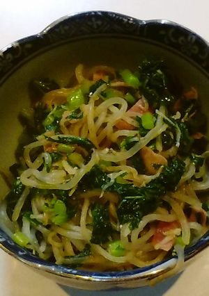 ダイエットにも！大根菜コンニャク-レシピのメイン写真