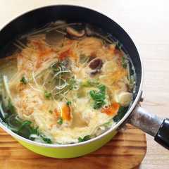 รูปของ 餅入り野菜たっぷり♡卵雑炊
