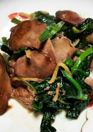 栄養いっぱい！鶏肝とホウレン草の甘辛炒め-レシピのメイン写真